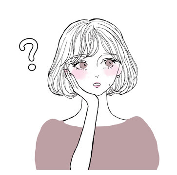 考える女性のイラスト