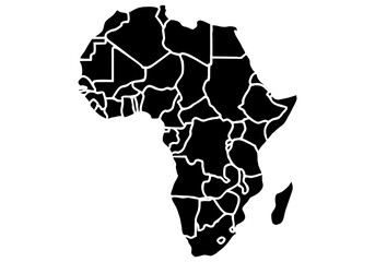 Icono de mapa político de áfrica de color negro. © Gabrieuskal