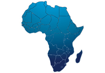 Icono de mapa político de áfrica de color azul. © Gabrieuskal
