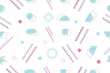 Seamless pattern. Trendy colorful geometric abstract background, pattern, texture for poster, card, social media cover. Colorful, bright vector illustration. White background.