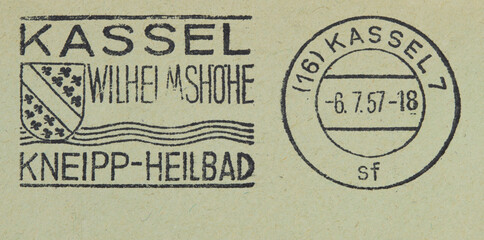 post letter mail brief vintage retro alt old grün green papier paper slogan werbung kassel...