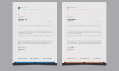 New elegant company professional abstract clean unique modern creative corporate blue business style letterhead template design with standard sizes.