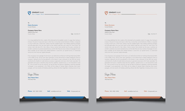 New elegant company professional abstract clean unique modern creative corporate blue business style letterhead template design with standard sizes.