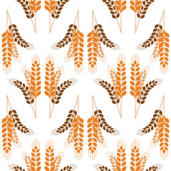 Ear of wheat golden yellow seamless pattern for textile design, tile and wrapping paper