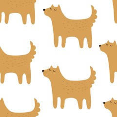 Seamless pattern with cartoon dogs. colorful vector for kids. Animals. hand drawing, flat style. baby design for fabric, print, textile, wrapper