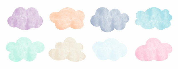 Set of watercolor clouds - obrazy, fototapety, plakaty