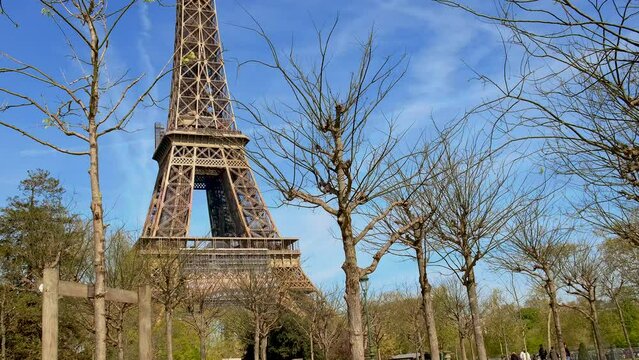 Eiffel tower in paris spring. Selective focus.