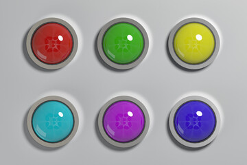 Electrician button indicator lights 3d rendering