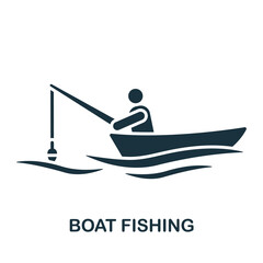 Boat Fishing icon. Monochrome simple Fishing icon for templates, web design and infographics
