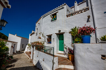 The Lost Village, El Acebuchal, Frigiliana, Andalusia, Spain. Sunny spring day street view.
