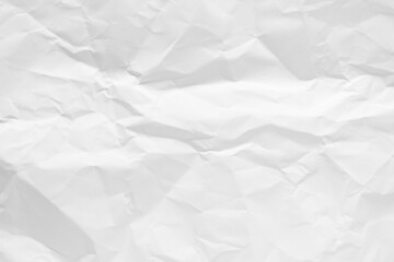 White crumpled paper texture background, clean white wrinkled paper, top view.