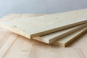 Wooden furniture board. Wooden building material.