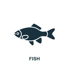 Fish icon. Monochrome simple Fishing icon for templates, web design and infographics