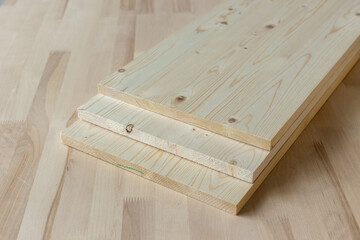 Wooden furniture board. Wooden building material.