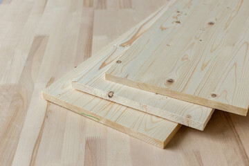 Wooden furniture board. Wooden building material.