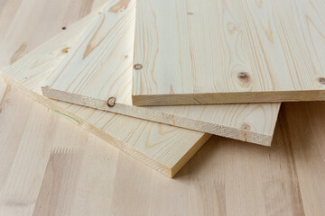 Wooden furniture board. Wooden building material.