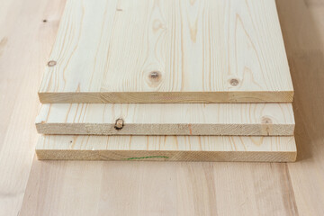Naklejka na ściany i meble Wooden furniture board. Wooden building material.