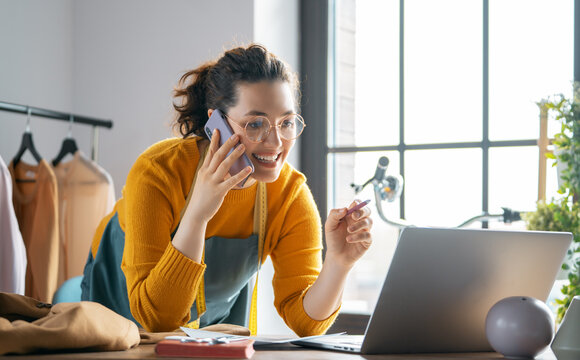 Woman is working at workshop