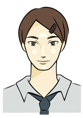 メイクをする男性の手描きイラスト（リキッドファンデーション・日焼け止め）