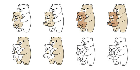 Bear vector polar bear icon logo teddy baby kid family cartoon character symbol doodle animal illustration design isolated