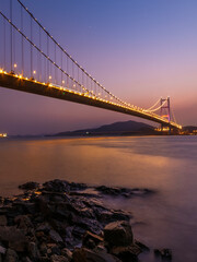 Fototapeta na wymiar Tsing Ma bridge in Hong Kong at dusk
