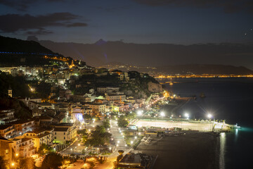 Town on Amalfi coast at night, Vietri sul Mare,Campania, Italy