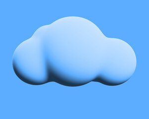 3D stylized clouds isolated on a blue background. Weather forecast concept. 3D rendering