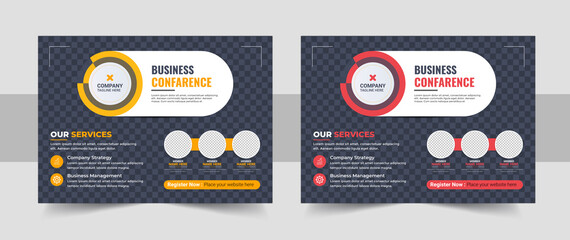 Conference flyer and invitation banner template design, Annual corporate business workshop, meeting & training promotion poster