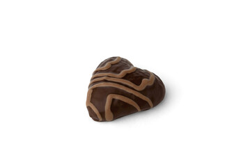 Gingerbread hearts covered chocolate glaze and with jam filling isolated on white background.