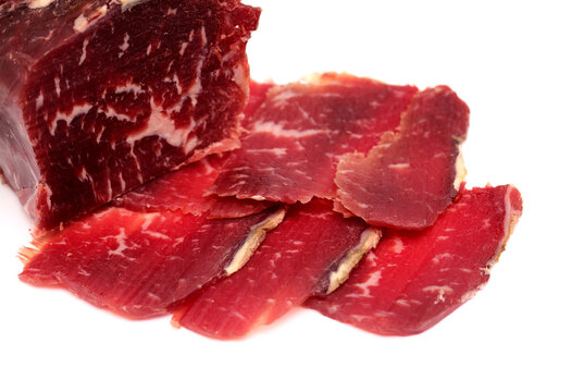 Cecina de Leon, salted and air dried beef from Leon province, local speciality

