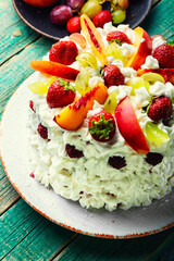 Summer cake with watermelon and berries.