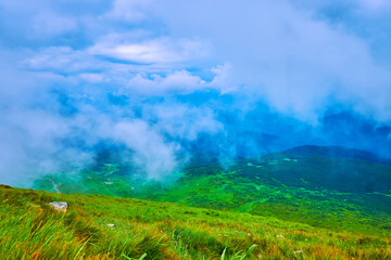 Mount Hoverla and hovering clouds, Chornohora Range, Carpathians, Ukraine