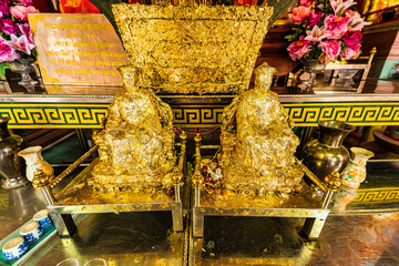 Nakhon Sawan, Thailand - March, 23, 2022 : Shrine Serpent king Chan Sen Is a Chinese style temple Created for people to worship gods.