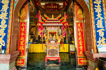 Fototapeta na wymiar Nakhon Sawan, Thailand - March, 23, 2022 : Shrine Serpent king Chan Sen Is a Chinese style temple Created for people to worship gods.