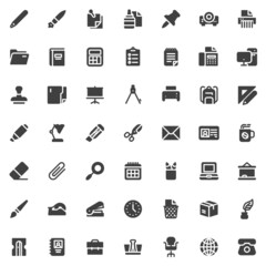 Office supplies vector icons set