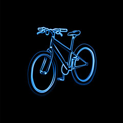Vector illustration of a bicycle with neon effect.