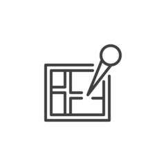 Map with a pin line icon