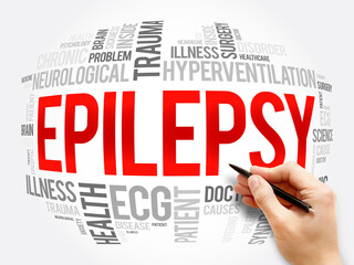 Epilepsy word cloud collage, health concept background