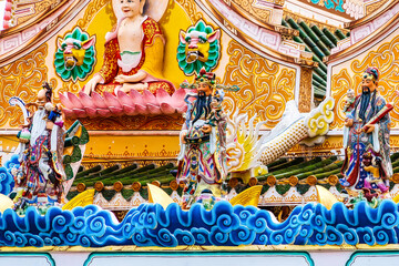 Nakhon Sawan, Thailand - March, 23, 2022 : Shrine Serpent king Chan Sen Is a Chinese style temple Created for people to worship gods.