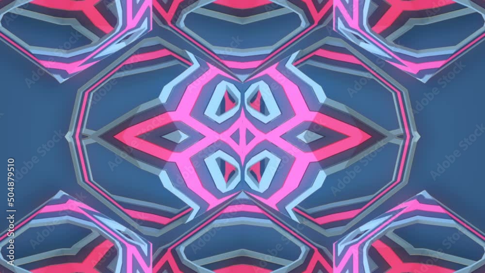 Poster 3D rendering neon colored fantasy object, endless loop animation background HD