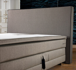 Gray color boxspring mattress set , headboard bed base