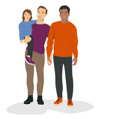 male parents with little daughter. Concept gay family and relationship