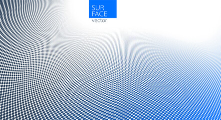 Dotted vector abstract background, blue and grey dots in perspective flow, dotty texture abstraction, big data technology image, cool backdrop.
