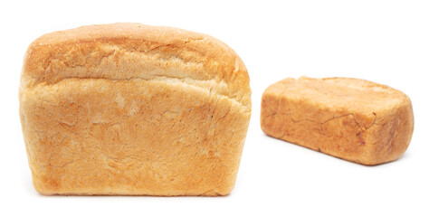 Two fresh loaves of bread isolated on white background.