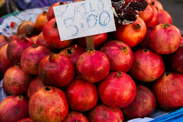 Fresh fruits and vegetables at the local market in Lima, Peru. Market vegetables sold by local farmers