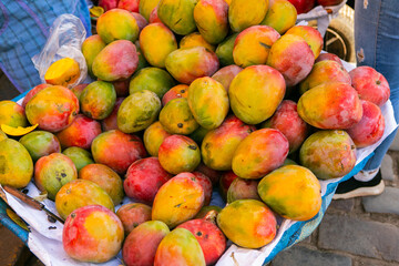Fresh fruits and vegetables at the local market in Lima, Peru. Market vegetables sold by local farmers