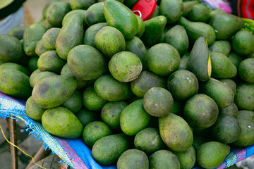 Fresh fruits and vegetables at the local market in Lima, Peru. Market vegetables sold by local farmers