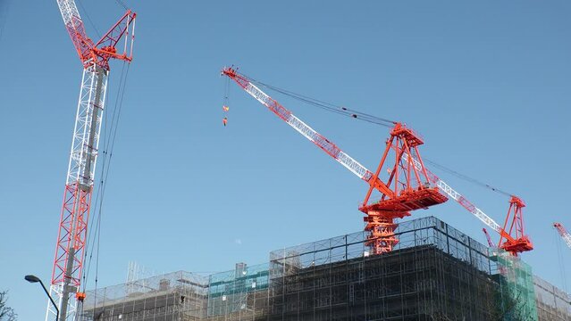 YOKOHAMA, JAPAN : View of construction site. Buildings, environment and industry concept video.