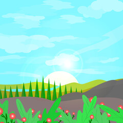 Fototapeta na wymiar Landscape sunlight meadow summer scenery abstract background wallpaper vector illustratiion