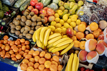 Fruits on counter of market